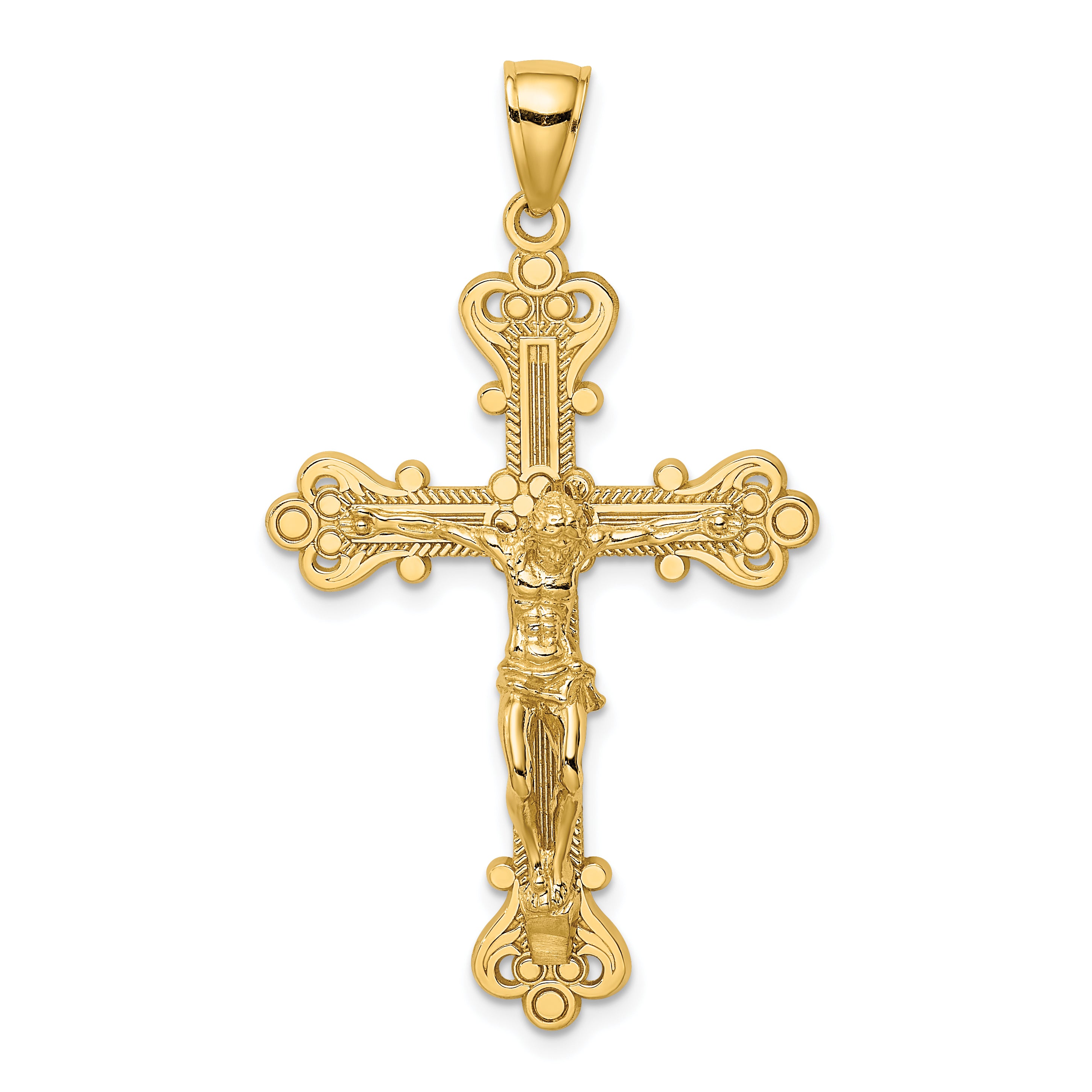 14K Engraved Crucifix Charm