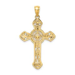 14K Textured Crucifix W/ Arrow Charm