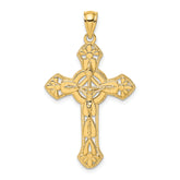 14K Textured Crucifix W/ Arrow Charm
