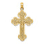 Crucifix Charm in 14K Yellow Gold with Budded Tips, 33mm Textured - Sophia Jewelers