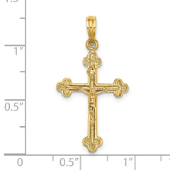 14K Narrow Budded Crucifix Charm