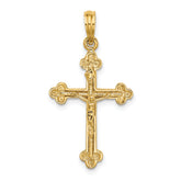 14K Narrow Budded Crucifix Charm