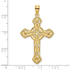 14K Cut-Out Floral Cross Pendant
