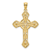 14K Cut-Out Floral Cross Pendant