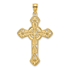 14K Cut-Out Floral Cross Pendant