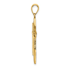 14K Textured Cross Charm