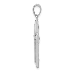 14K White Gold Cross Charm