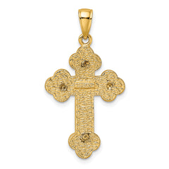 14K Textured Budded Cross Charm