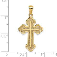 14K Textured Budded Cross Charm