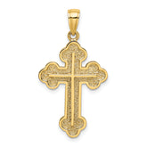 14K Textured Budded Cross Charm