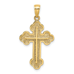 14K Textured Budded Cross Charm