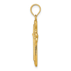 14K Cross w/ Heart Shaped Ends Charm