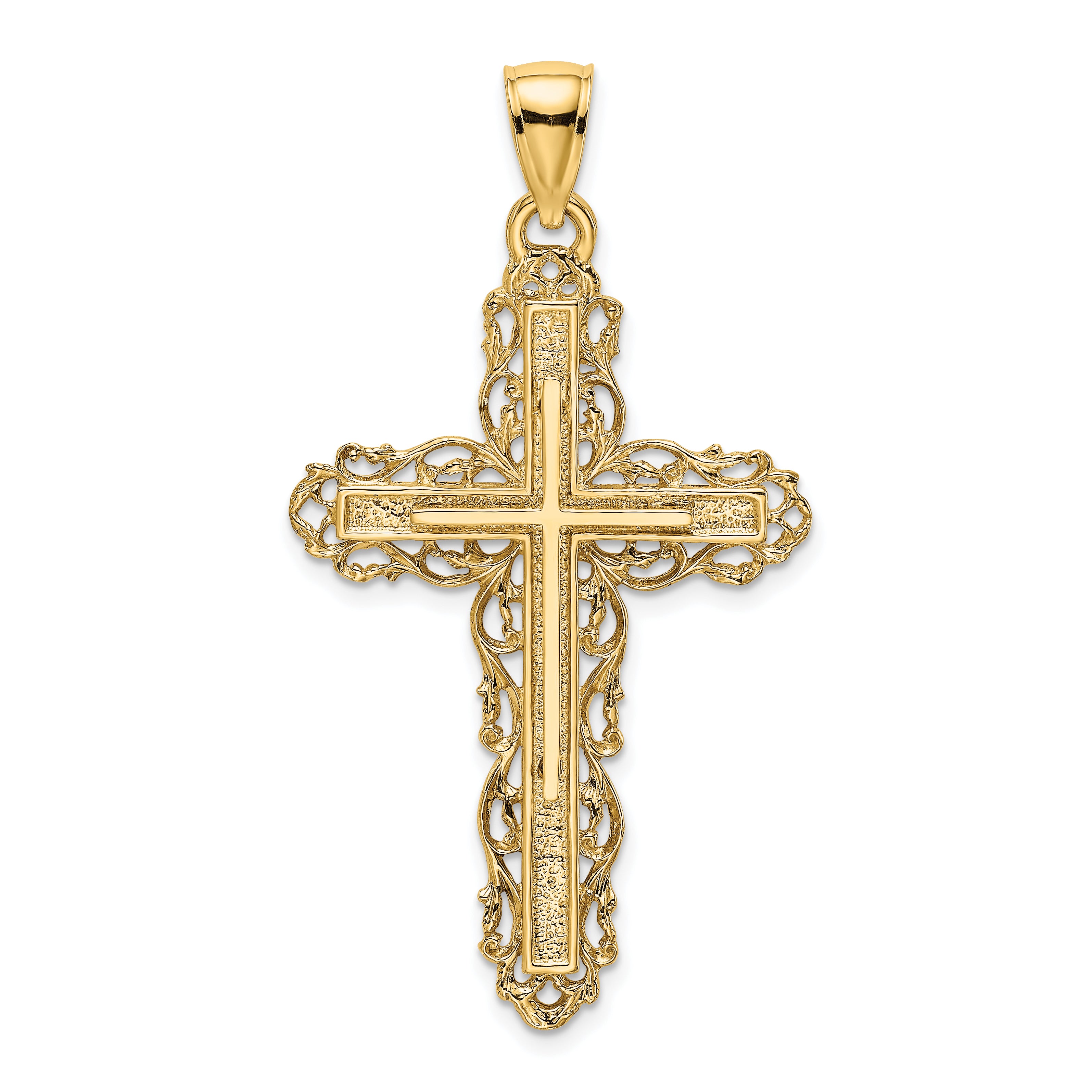 14K Cross W/ Lace Trim Charm