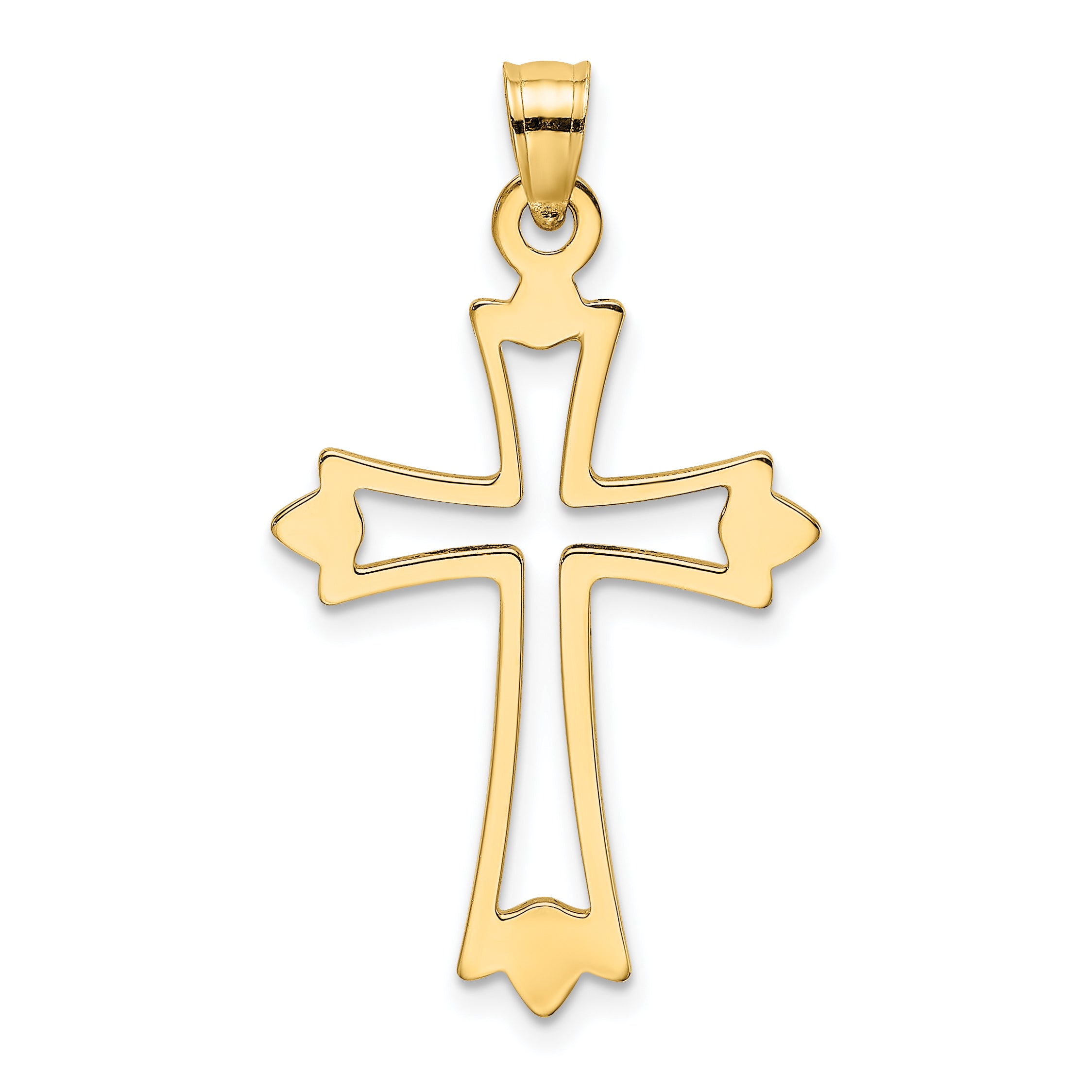 14K Polished and Cut-Out Cross Charm