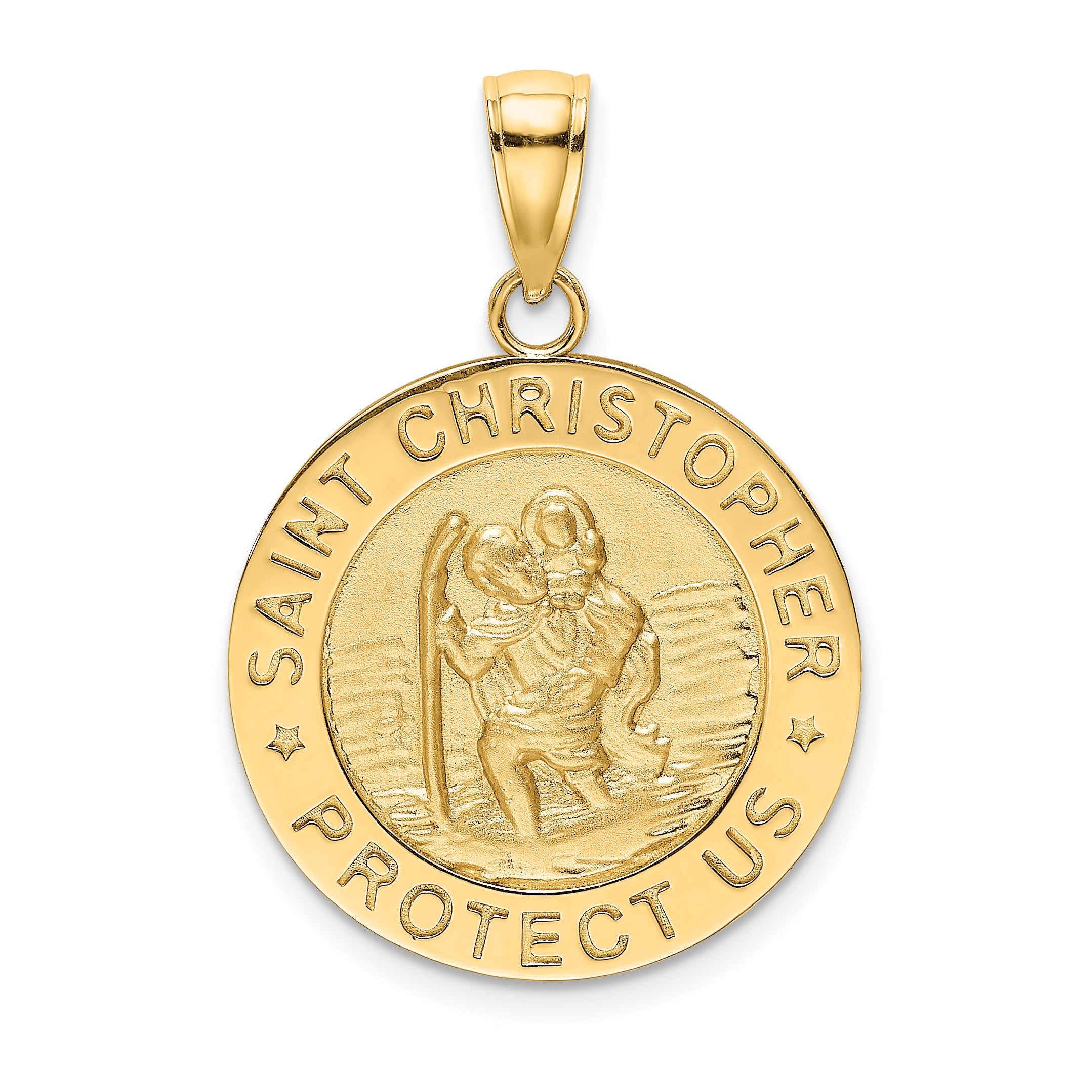 14K Polished / Satin Saint Christopher Medal Charm