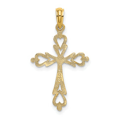 14K Cross Cut-Out w/ Heart Ends Charm
