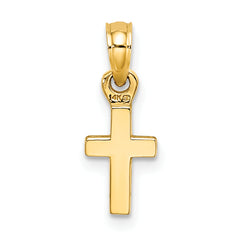 14K 3-D and Polished Mini Cross Charm