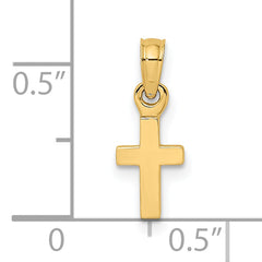 14K 3-D and Polished Mini Cross Charm