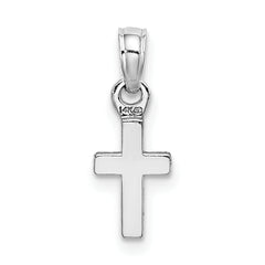 14K White Gold 3-D and Polished Mini Cross Charm