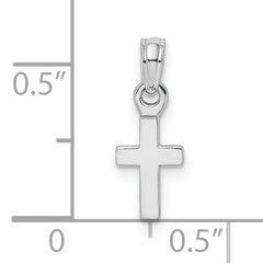 14K White Gold 3-D and Polished Mini Cross Charm