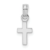 14K White Gold 3-D and Polished Mini Cross Charm