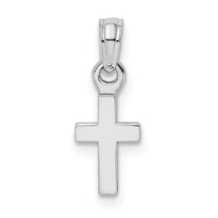 14K White Gold 3-D and Polished Mini Cross Charm