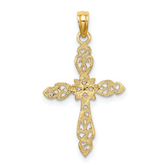 14K Polished and Cut-Out Cross Charm