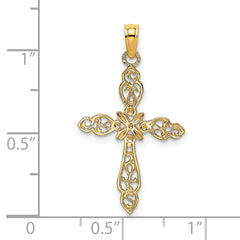 14K Polished and Cut-Out Cross Charm