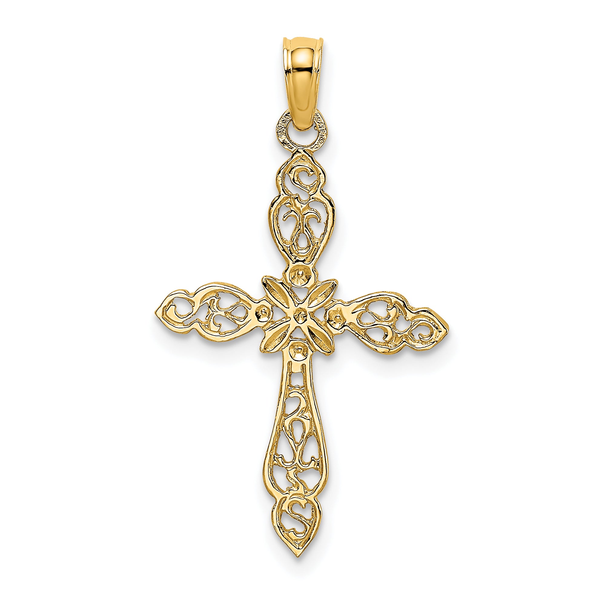 14K Polished and Cut-Out Cross Charm