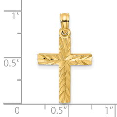 14K D/C Block Cross Charm