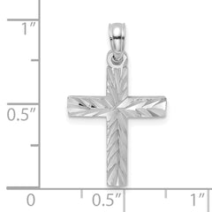 14K White Gold D/C Block Cross Charm