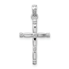 14K White Gold 3-D Polished Cross Charm