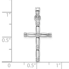 14K White Gold 3-D Polished Cross Charm