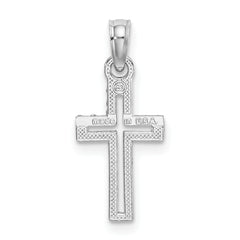 14K White Gold D/C Cross Charm