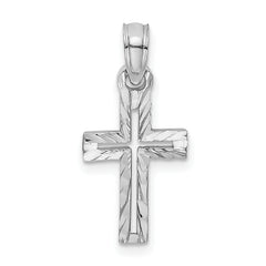 14K White Gold D/C Cross Charm