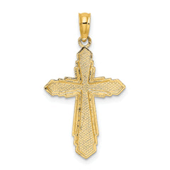 14K Solid Beaded Cross Charm