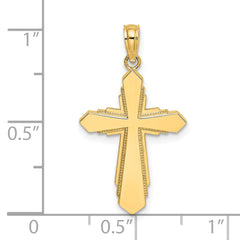 14K Solid Beaded Cross Charm