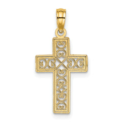 14K Textured Lace Center Cross Charm