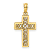 14K Textured Lace Center Cross Charm