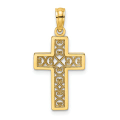 14K Textured Lace Center Cross Charm