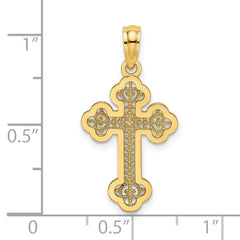 14K Lace Center Budded Cross Charm
