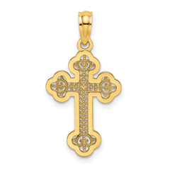14K Lace Center Budded Cross Charm