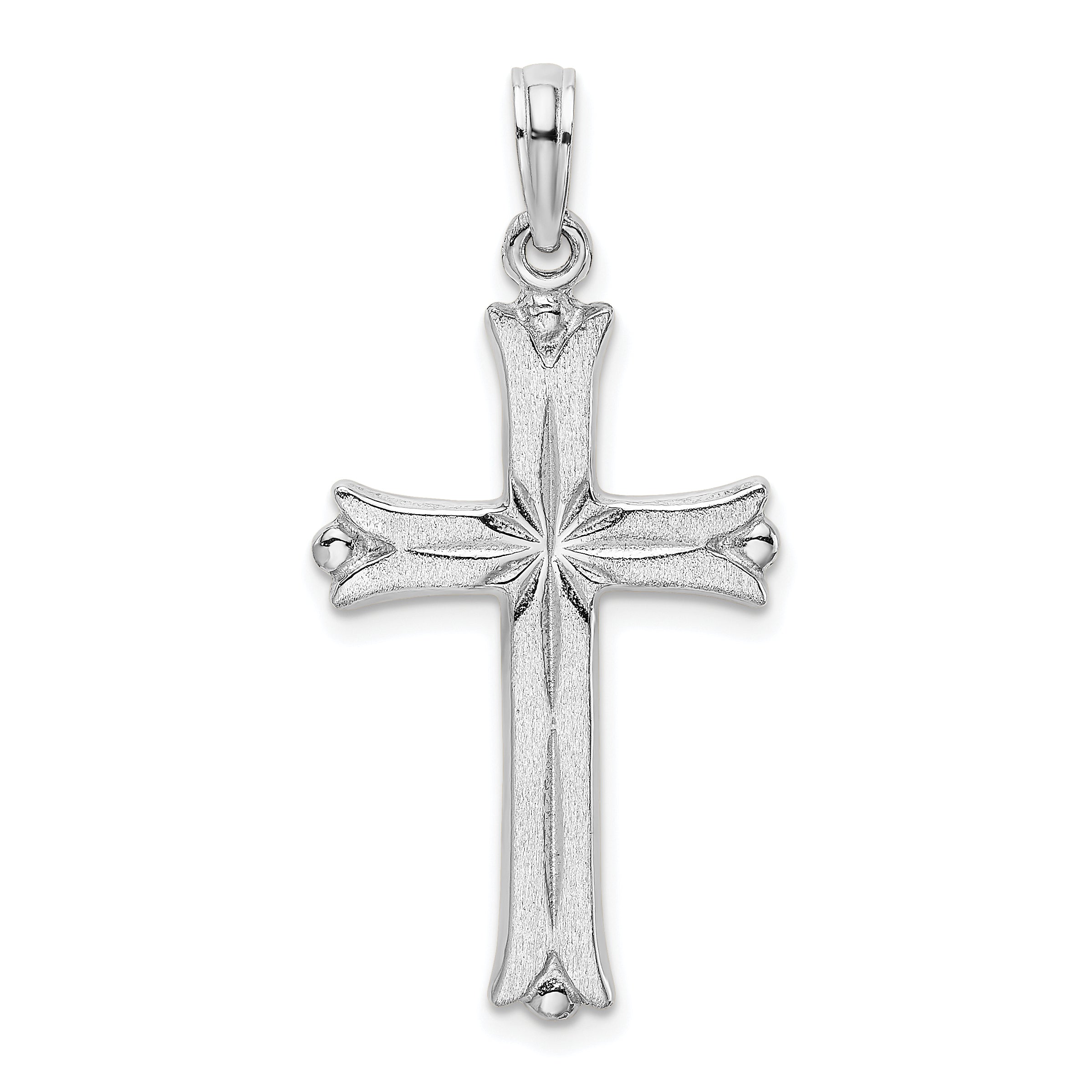 14K White Gold Cross W/Starburst Center Charm