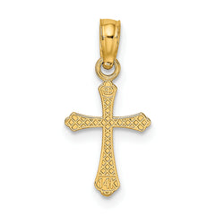 14K Textured Mini Cross Charm