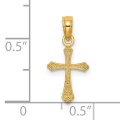 14K Textured Mini Cross Charm