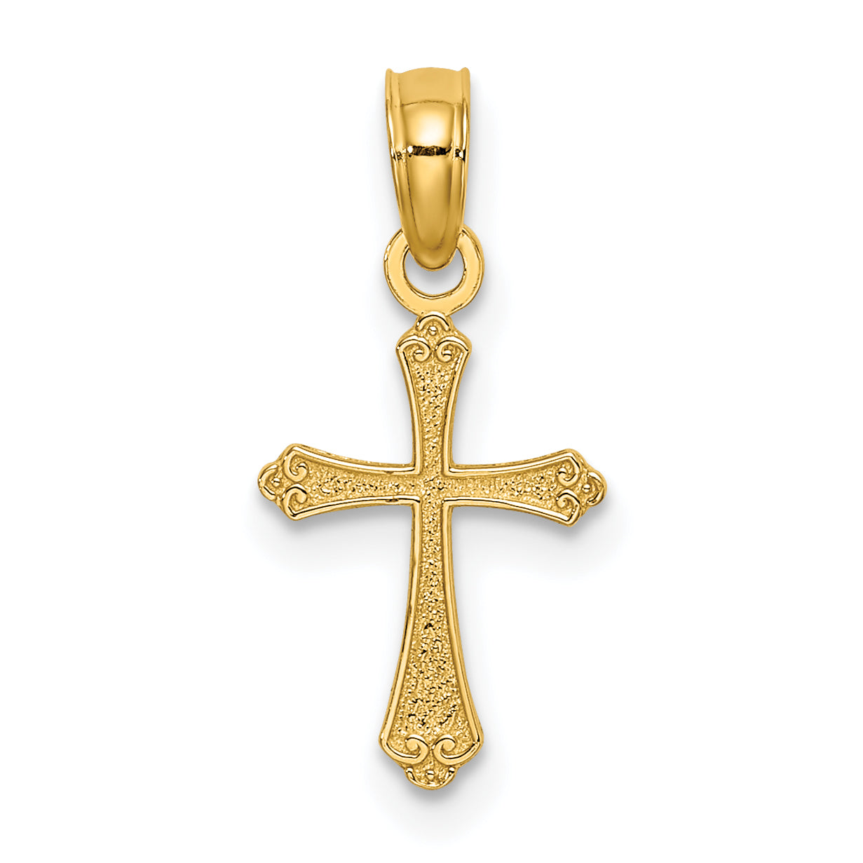 14K Textured Mini Cross Charm