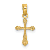 14K Textured Mini Cross Charm