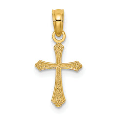 14K Textured Mini Cross Charm
