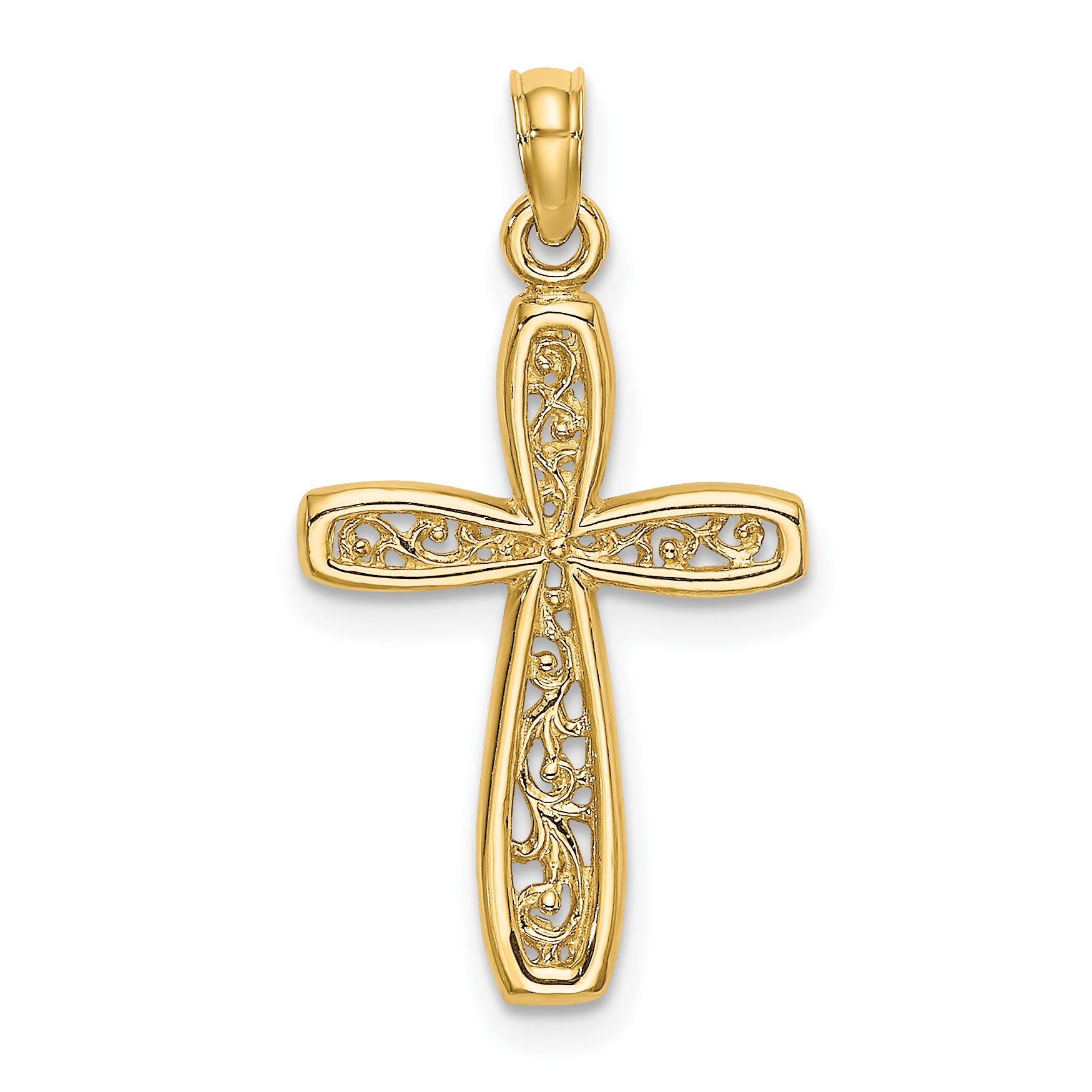 14K Cross w/ Filigree Center Charm