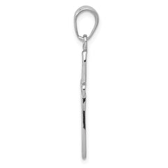 14K White Gold Cross w/ Filigree Center Charm